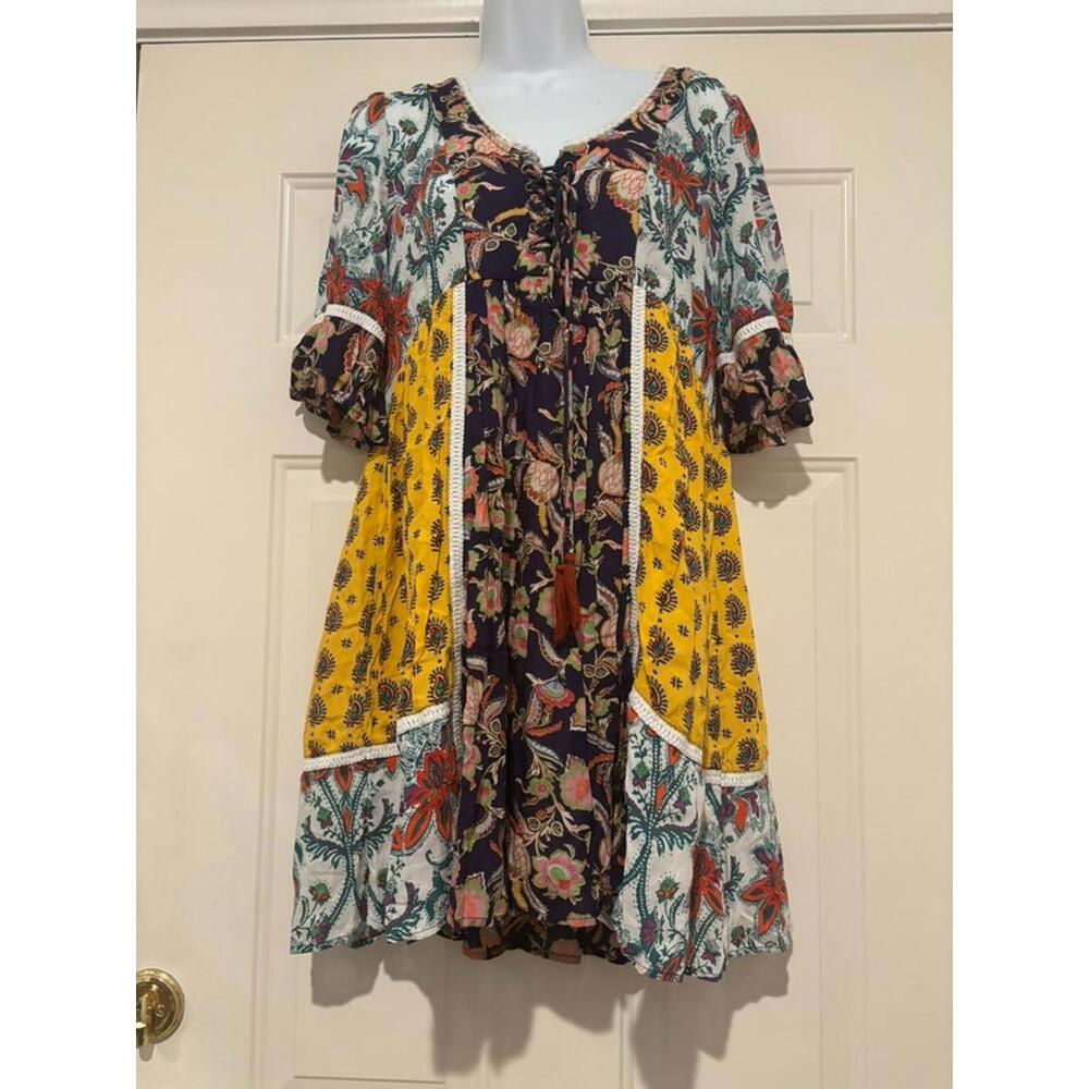 Women's sz XS Lika by Anthropologie boho short sleeve floral dress #1134